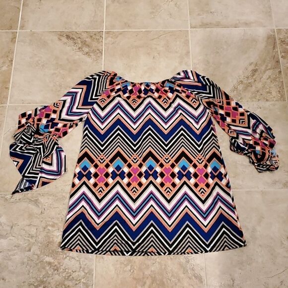 Pomelo funky geometric ruffle sleeve top - Picture 6 of 10